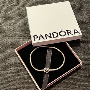 Pandora Silver Heart Charm Bracelet 8 inches